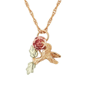 Hummingbird Rose - Black Hills Gold Pendant
