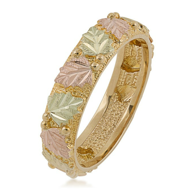 Wedding Style V Black Hills Gold Mens Ring Fortune And Glory Made