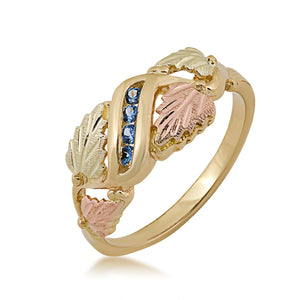 Four - Yogo Sapphire Black Hills Gold Ladies Ring