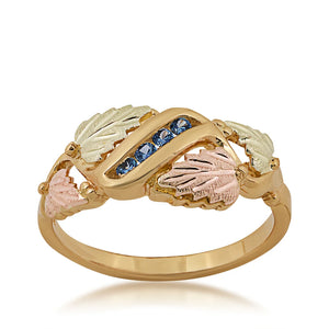 Four - Yogo Sapphire Black Hills Gold Ladies Ring