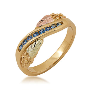 Eight Stone - Yogo Sapphire Black Hills Gold Ladies Ring