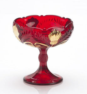 Inverted Thistle Glass Large Compote Bowl - 4 Color Options - Red Decorated - Baby Gifts