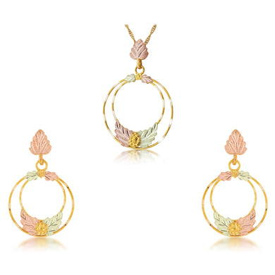 Black Hills Golden Circles Earrings & Pendant Set I - Jewelry