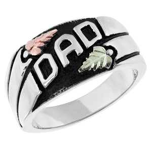 Mens Sterling Silver Black Hills Gold Dad Ring - Jewelry