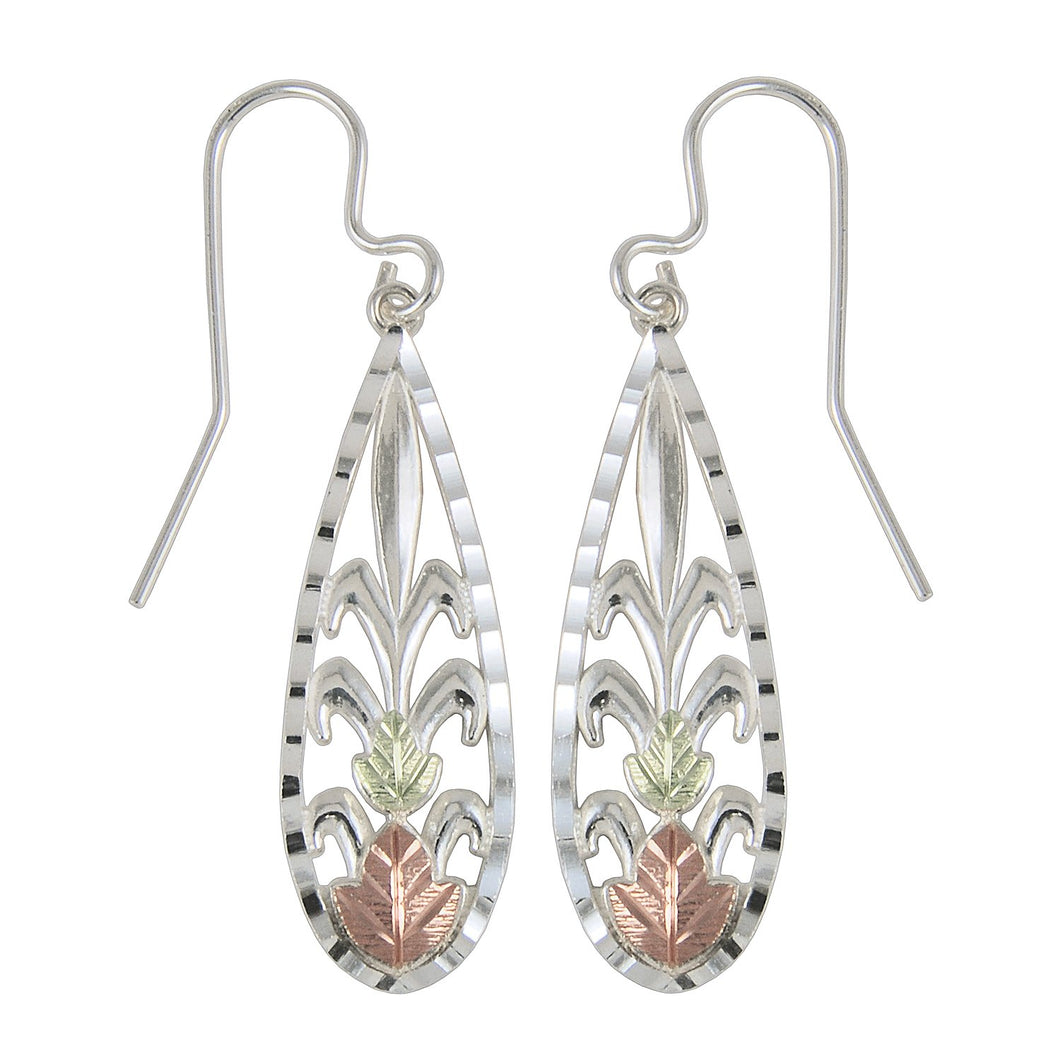 Sterling Silver Black Hills Gold Oval Design Earrings - Jewelry