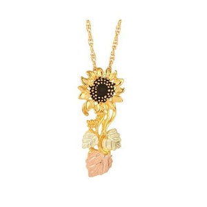 Black Hills Gold Sunflower Pendant & Necklace II - Jewelry