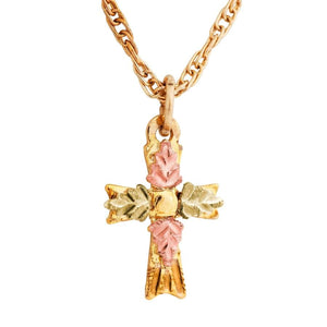 Black Hills Gold Miniature Cross Pendant & Necklace II - Jewelry