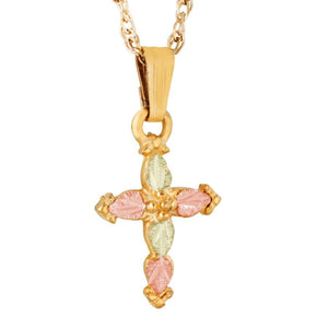 Black Hills Gold Simple Cross Pendant & Necklace V - Jewelry
