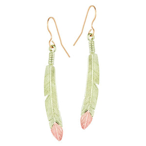 Black Hills Gold Feather Earrings - Jewelryx