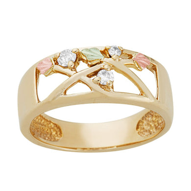 Diamond Foliage II - Black Hills Gold Ladies Ring