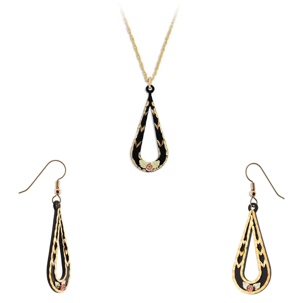 Powder Coat II - Black Hills Gold Earrings & Pendant Set