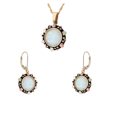 Opal 14 Karat  - Black Hills Gold Earrings & Pendant Set
