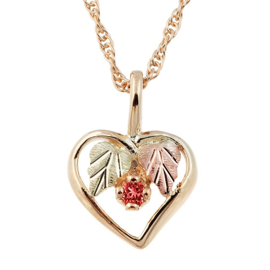 Black Hills Gold Garnet Heart Pendant & Necklace - Jewelry