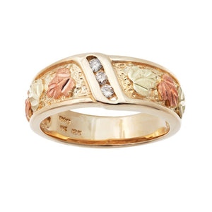 Elegant Three Diamonds - Black Hills Gold Ladies Ring