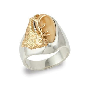 Bridger - Elk Ivory Gold Ladies Ring