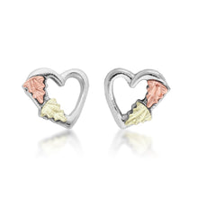 Heart with Foliage - Sterling Silver Black Hills Gold Earrings