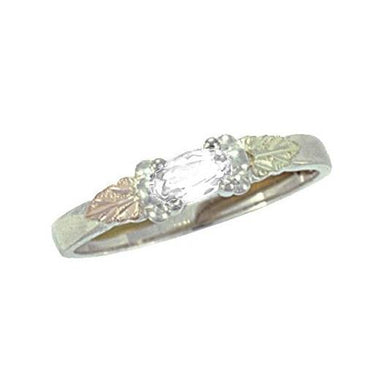 Sterling Silver Black Hills Gold Bright White Topaz Ring - Jewelry
