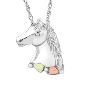 Sterling Silver Black Hills Gold Stately Horse Pendant - Jewelry