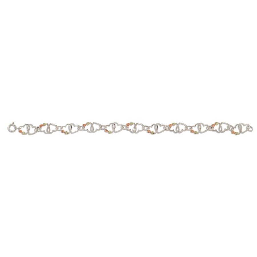 Sterling Silver Black Hills Gold Simple Foliage Bracelet - Jewelry
