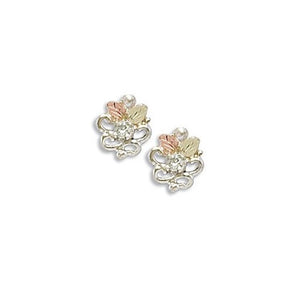 Foliage Diamond - Sterling Silver Black Hills Gold Earrings