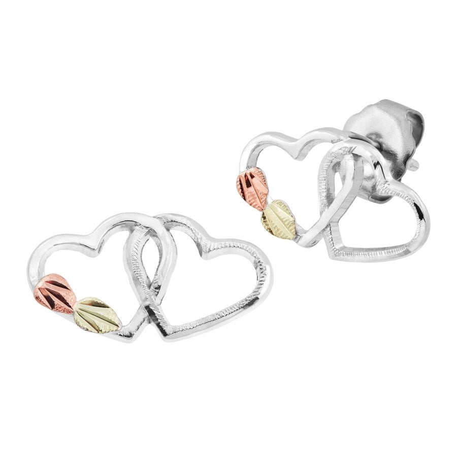 Linked Heart - Sterling Silver Black Hills Gold Earrings