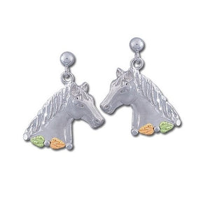 Elegant Horses - Sterling Silver Black Hills Gold Earrings