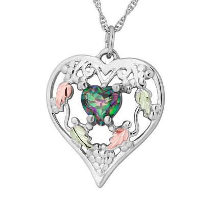 Sterling Silver Black Hills Gold Mystic Fire Topaz Finest Heart Pendant - Jewelry