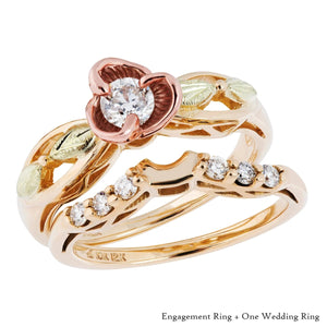 Diamond Rose - Black Hills Gold Engagement & Wedding Ring Set