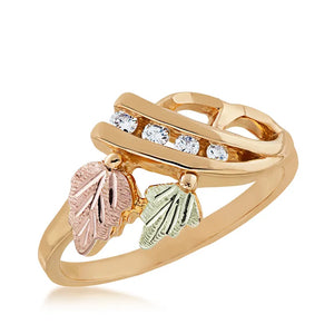 Modern Four Diamond - Black Hills Gold Ladies Ring