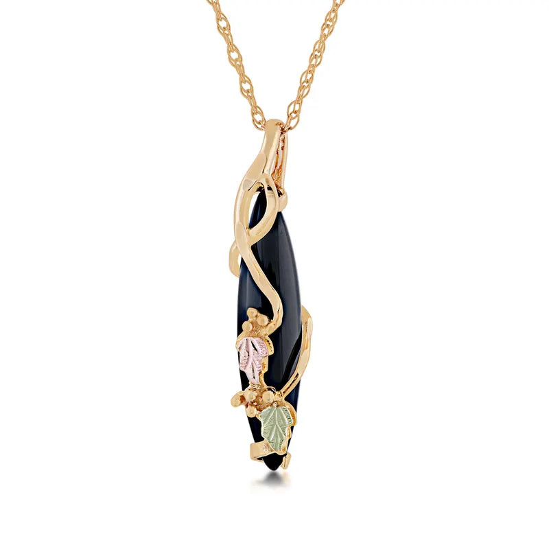 Long Onyx Black Hills Gold Pendant & Necklace