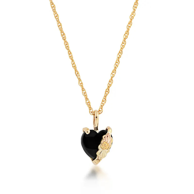 Heart Cut Onyx - Black Hills Gold Pendant
