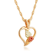 Heart Rose Leaves - Black Hills Gold Pendant