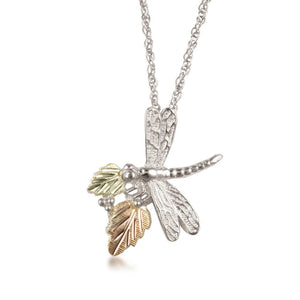 Coloful Dragonfly - Sterling Silver Black Hills Gold Pendant