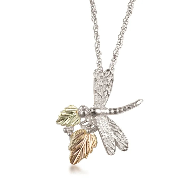Coloful Dragonfly - Sterling Silver Black Hills Gold Pendant