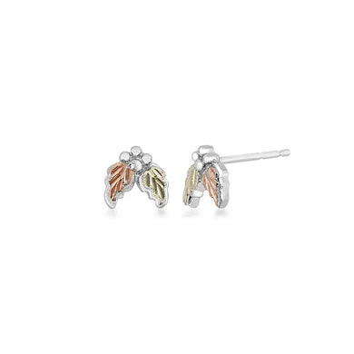 Lil Foliage II - Sterling Silver Black Hills Gold Earrings