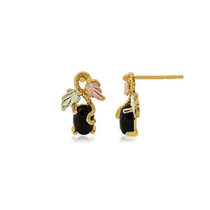 Beads of Onyx Black Hills Gold Earrings