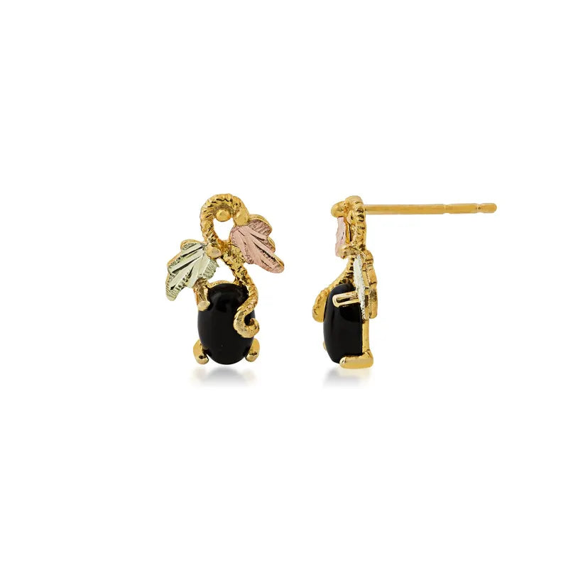 Beads of Onyx - Black Hills Gold Earrings