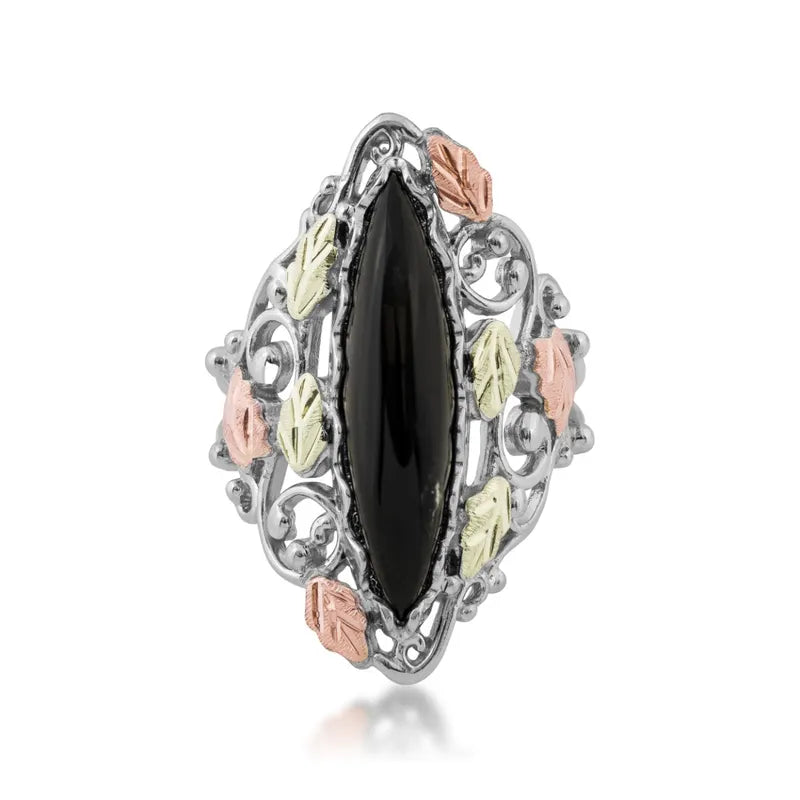 Grand Onyx - Sterling Silver Black Hills Gold Ring