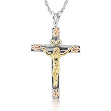 Sterling Silver Black Hills Gold Crucifix  Pendant
