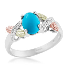 Turquoise and Diamond - Sterling Silver Black Hills Gold Ring