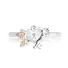 Sterling Silver Black Hills Gold Lock & Key Ring