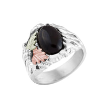 Oval Onyx - Sterling Silver Black Hills Gold Mens Ring