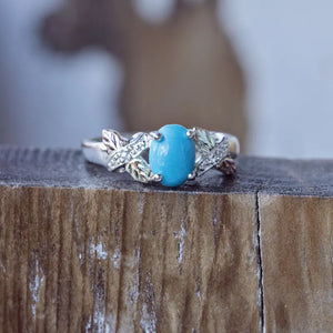 Black Hills Gold Turquoise & Diamond Ring