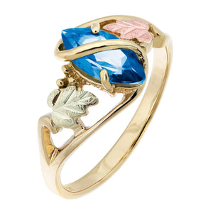Genuine Blue Topaz Black Hills Gold Ring