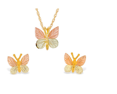 Butterflies - Black Hills Gold Earrings & Pendant Set
