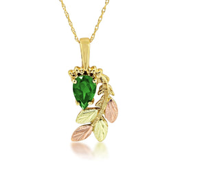 Pear Cut Emerald - Black Hills Gold Pendant