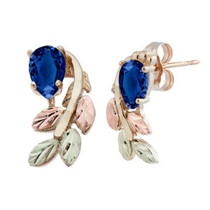 Pear Cut Genuine Sapphire - Black Hills Gold Earrings