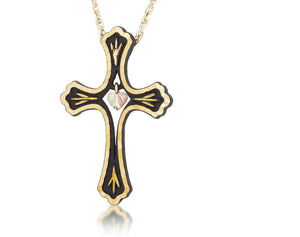 Inlay Cross - Black Hills Gold Pendant