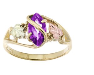 Genuine Amethyst - Black Hills Gold Ladies Ring