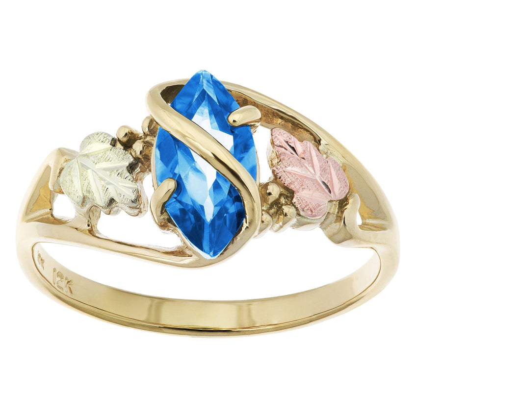 Genuine Blue Topaz - Black Hills Gold Ladies Ring